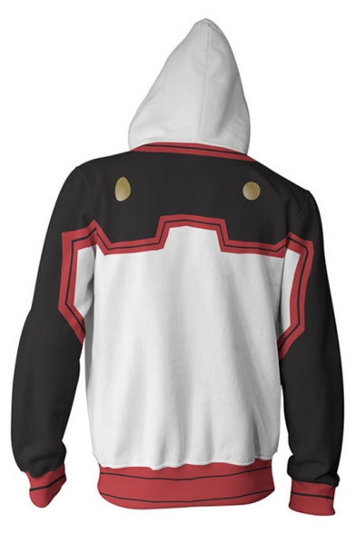 New Stylish 3D Colorblocked Comic Cosplay Costume Black and White Zip Up Hoodie