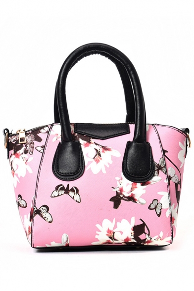 Popular Floral Butterfly Printed Large Capacity Satchel Tote Bag For Women 27*11*20 CM