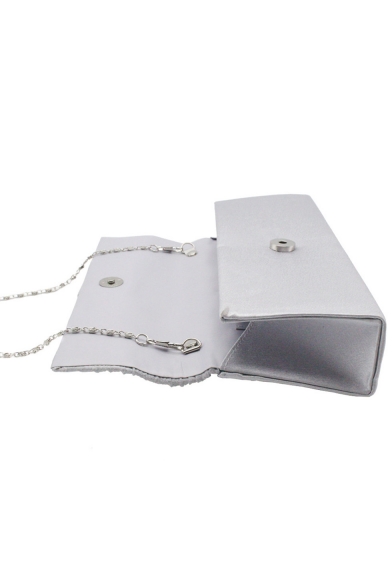 Stylish Solid Color Ruffled Rhinestone Embellishment Evening Clutch Envelope Bag 29*11*6 CM