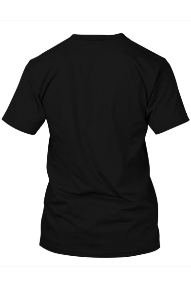 Summer New Stylish Round Neck Short Sleeve Letter DEFEND Soldier Print Sport Black T-Shirt