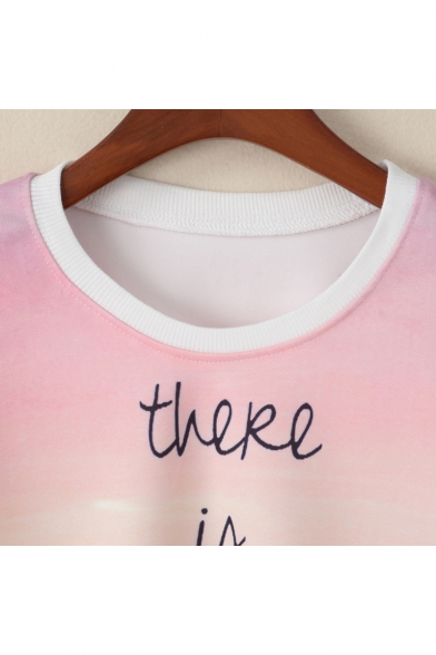 THERE IS ALWAYS HOPE Letter Tie Dye Sunset Glow Printed Round Neck Long Sleeve Cropped Sweatshirt