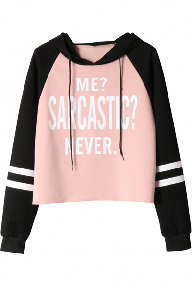 Trendy Letter ME SARCASTIC NEVER Print Striped Long Sleeve Relaxed ...