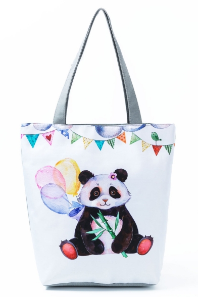 Cute Cartoon Panda Printed Large Capacity White School Shoulder Bag 27*11*38 CM