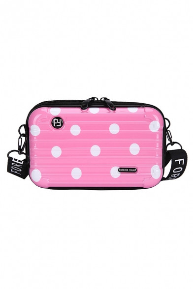 Cute Creative Polka Dot Printed Luggage Box Shape Mini Crossbody Bag 18*5*10 CM
