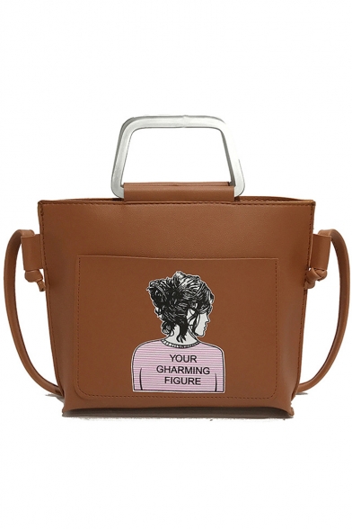 Fashion Figure Letter YOUR GHARMING FIGURE Printed Top Handbag Satchel Bag 21*6*20 CM