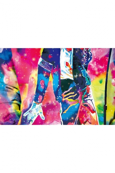 Fashion Michael Jackson 3D Character Print Tie Dye Long Sleeve Unisex Hoodie with Pocket