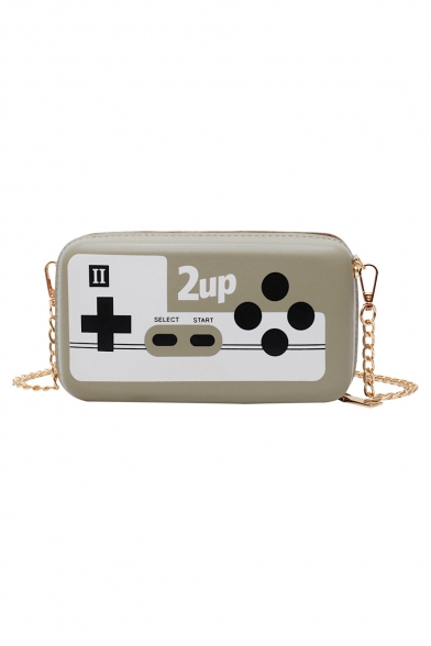Funny Creative Letter Game Machine Pattern Crossbody Bag with Chain Strap 18*6*10 CM