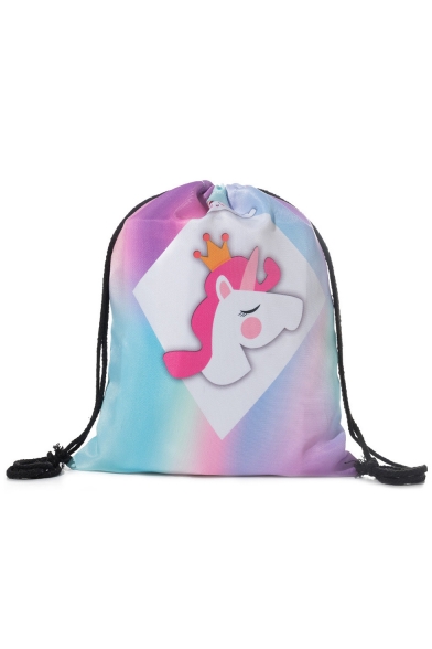 New Collection Unicorn Printed Pink Storage Bag Drawstring Backpack 33*39 CM