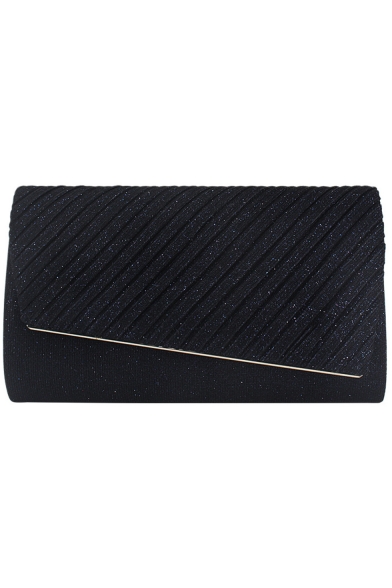 New Fashion Solid Color Black Glitter Evening Clutch Bag with Chain Strap 25*4.5*14.5 CM