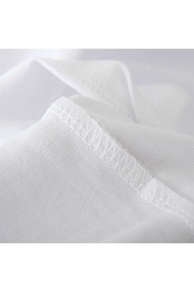 Popular Figure Colorful Painting Basic Round Neck Short Sleeve White T-Shirt