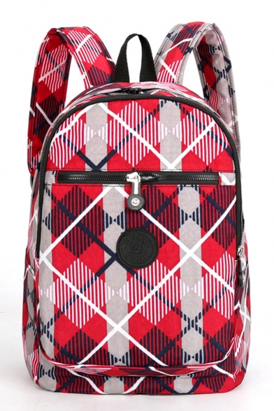 Popular Plaid Pattern Large Capacity Red Lightweight Waterproof Travel Bag School Backpack 28*17*35 CM