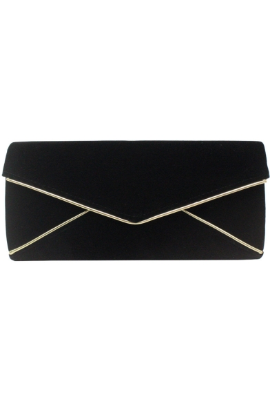Simple Fashion Plain Contrast Edge Velvet Evening Clutch Envelope Bag 28*13.5*6 CM