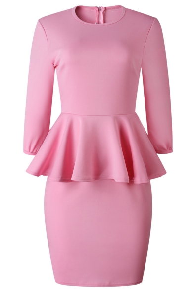 pink peplum dress plus size