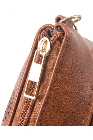Designer Floral Hollow Out Rivet Zipper Embellishment Crossbody Shoulder Bag 24*8*16 CM