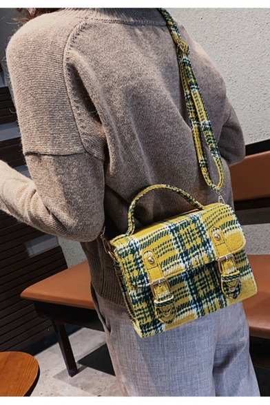 plaid messenger bag