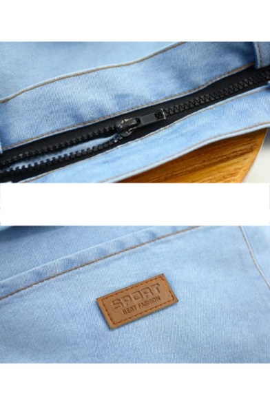 Fashion Retro Plain Flat Pocket Front Letter Patchwork Denim Tote Shoulder Bag 36*36*8 CM