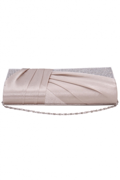 Fashion Ruffled Rhinestone Embellishment Evening Clutch Handbag for Women 25*5.5*12 CM