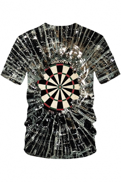 Mens New Stylish Cool 3D Dart Board Printed Short Sleeve Round Neck Tee