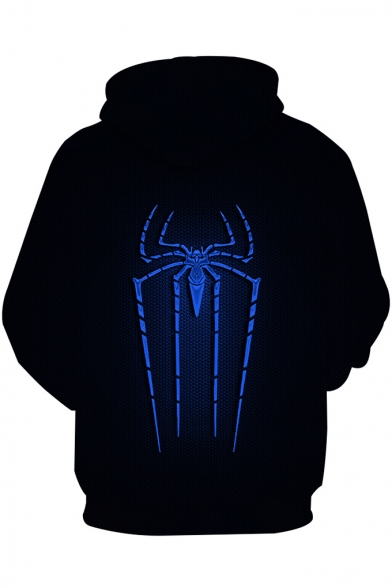 New Fashion Cool 3D Spider Pattern Casual Unisex Black Hoodie