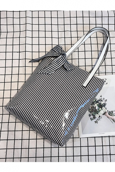 New Trendy Stripe Pattern Bow Tied Transparent Shoulder Bag 32*8*36 CM