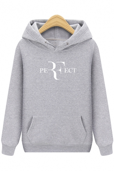 PERFECT Letter Long Sleeve Regular Fitted Hoodie with Pocket