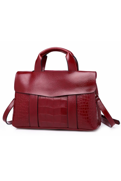 Simple Fashion Crocodile Pattern Portable Briefcase Satchel Messenger Bag 22*12*35 CM