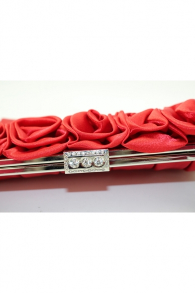 Women's Elegant Plain Ruffled Floral Embellishment Clutch Handbag for Wedding 58*5*15 CM