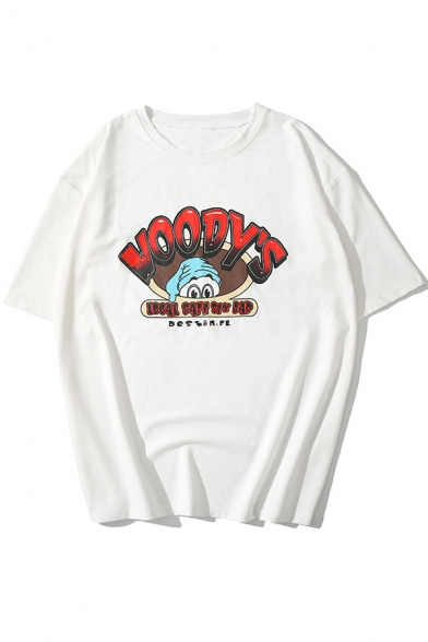 Cartoon Letter WOODY'S Pattern Summer Cotton Oversized T-Shirt