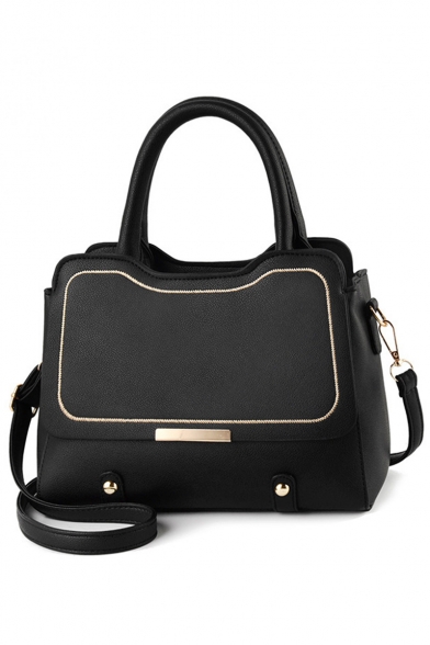 Elegant Plain Rivet Embellishment Satchel Tote Handbag for Women 28*14*22 CM