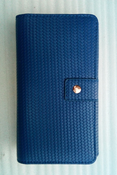 Fashion Metal Heart Pattern Blue PU Leather Braided Clutch Purse 19*11*4 CM