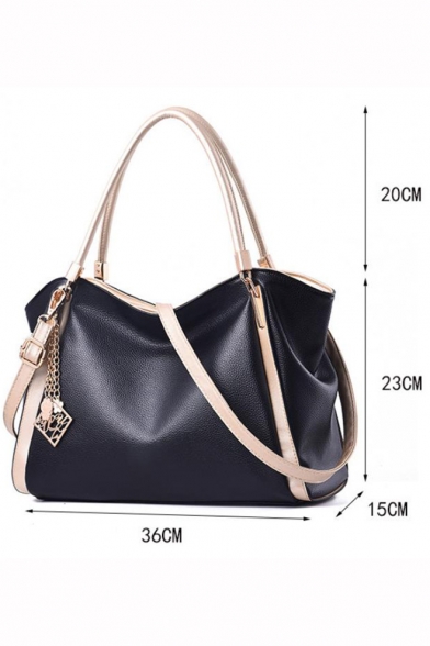 Fashion Plain Pendant Decoration Large Capacity Shoulder Tote Bag 36*15*23 CM