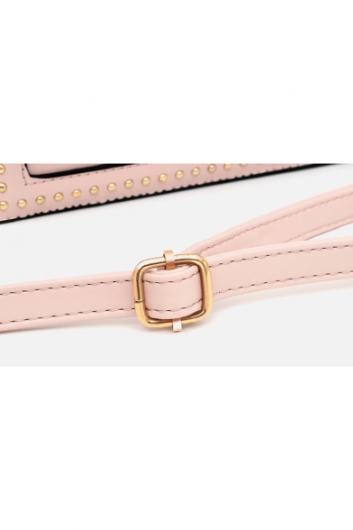 Fashion Solid Color Rivet Embellishment Belt Buckle Satchel Shoulder Bag 22*8.5*14 CM