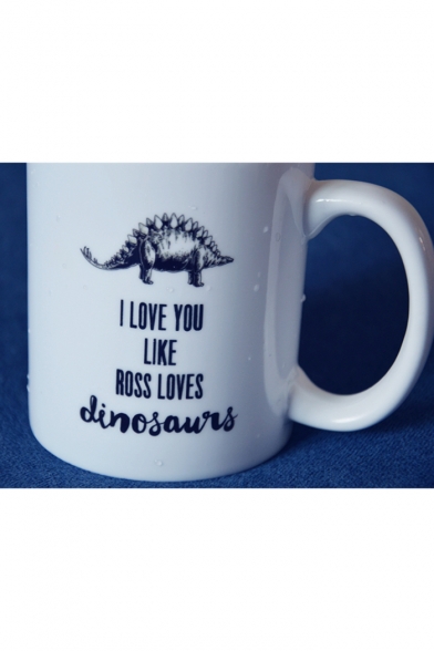 Funny Dinosaur Letter I LOVE YOU Pattern White Porcelain Mug Cup