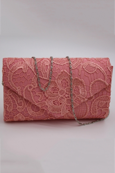 Hot Fashion Solid Color Lace Embellishment Envelope Clutch Bag 22*13*5 CM