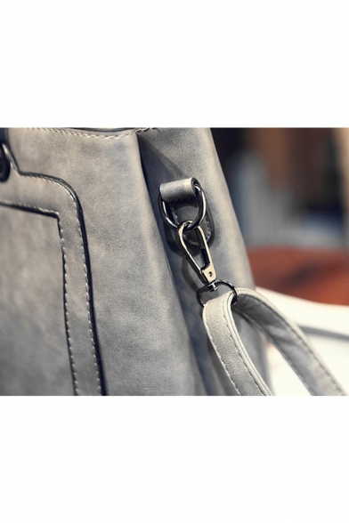 Large Capacity Solid Color Zipper Embellishment Satchel Shoulder Bag 30*11*23 CM