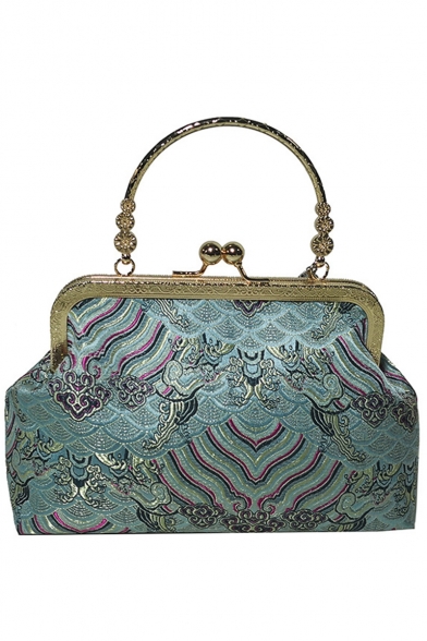 National Style Vintage Printed Tassel Embellishment Evening Clutch Handbag 22*9*14 CM
