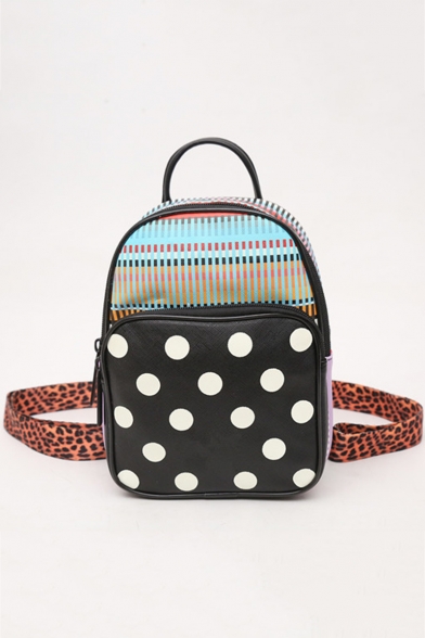 New Fashion Polka Dot Printed Leopard Strap Mini Casual Bag Backpack for Women