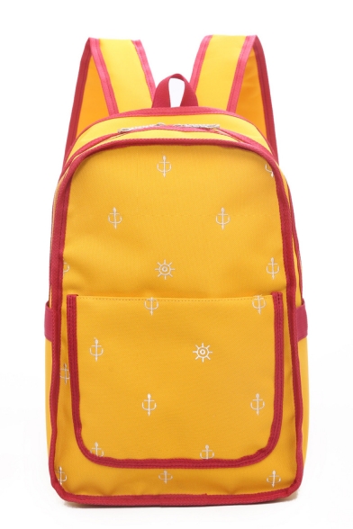 New Stylish Embroidered Pattern Contrast Trim Leisure Backpack for Girls 37*24*13 CM