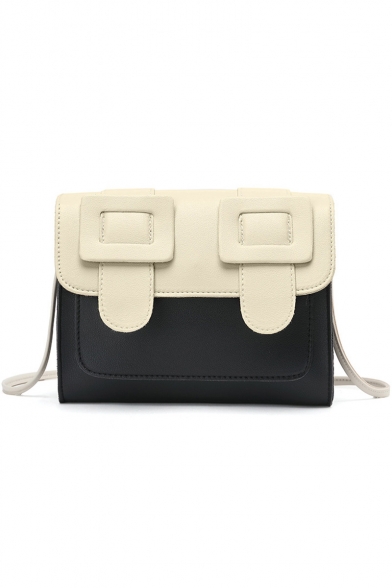 Popular Color Block Buckle Design Crossbody Satchel Bag 18*7*14 CM