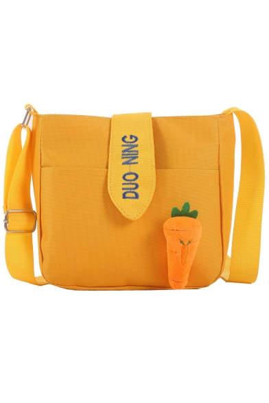 Popular Letter Embroidery Plush Carrot Decoration Canvas Crossbody Messenger Bag 20*6*20 CM