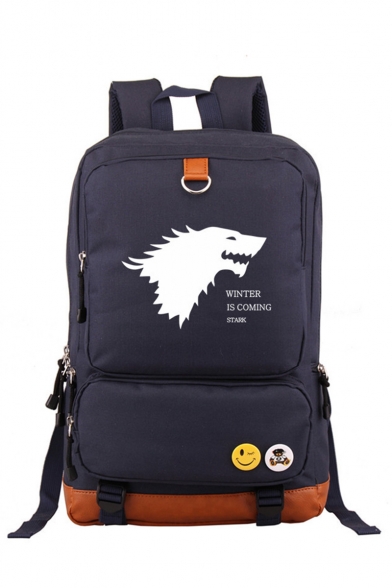 Popular Letter WINTER IS COMING STARK Wolf Printed Travel Laptop Bag School Backpack 23*13*44 CM