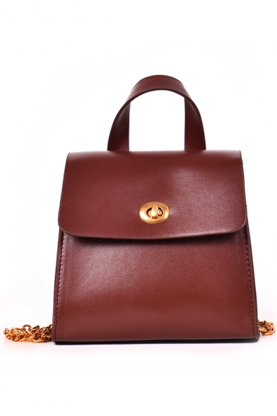 Simple Fashion Solid Color PU Leather Crossbody Satchel Bag 18*10*18 CM