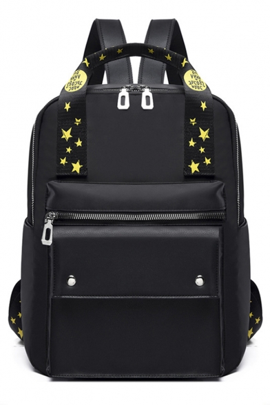 Trendy Stars Printed Large Capacity Oxford Cloth College Backpack Casual Travel Bag 26*13*35 CM