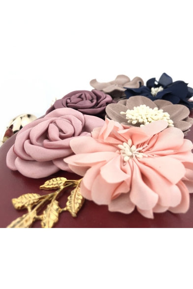 Women's Fashion Floral Pearl Embellishment Evening Clutch Bag for Wedding 20.5*6.5*15 CM