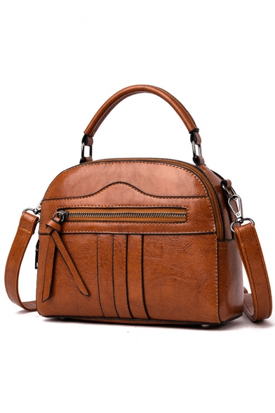 Women's Fashion Solid Color Zipper Embellishment Commuter Satchel Handbag 22*8*18 CM