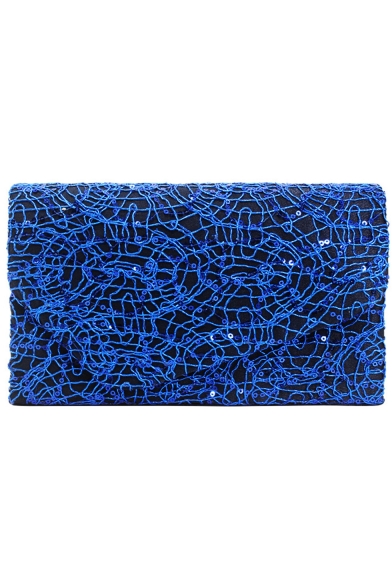 Designer Embroidery Thread Blue Envelope Bag Evening Clutch Bag 22*5.5*13 CM