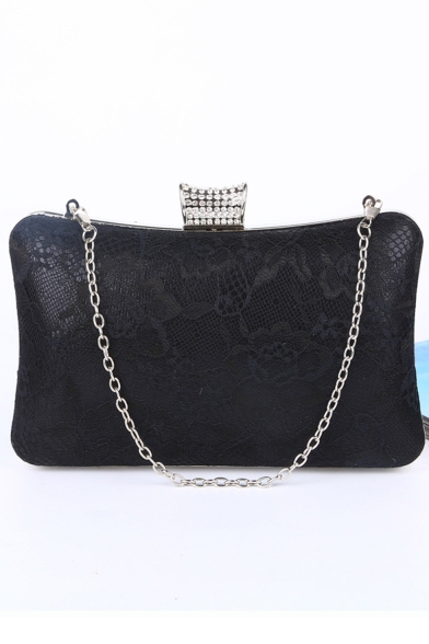 Fashion Floral Lace Embellishment Evening Clutch Bag with Chain Strap 20*4*12 CM