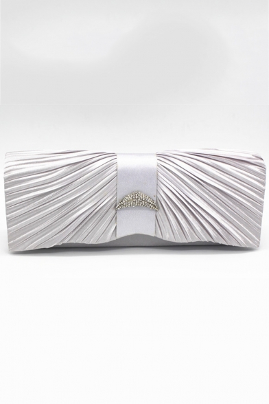 Fashion Ruffled Rhinestone Embellishment Evening Clutch Handbag for Women 27*10*4 CM