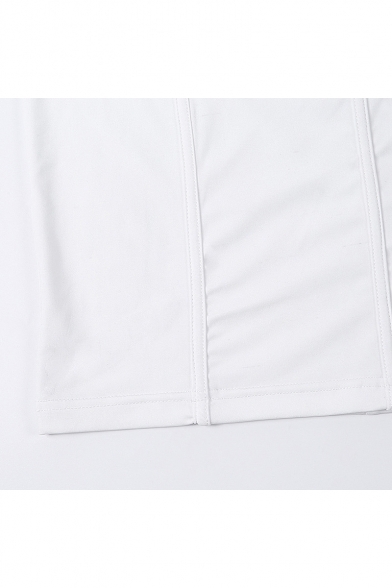 Hot Popular Simple Plain Sexy Plunging V-Neck Sleeveless Mesh Panel Waist Mini Bodycon Bandage Dress