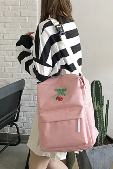 Lovely Bow-knot Fruit Pattern Multipurpose School Backpack Crossbody Shoulder Bag 26*12*34 CM